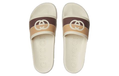 gucci slide interlocking g beige|Gucci rubber slide sandals.